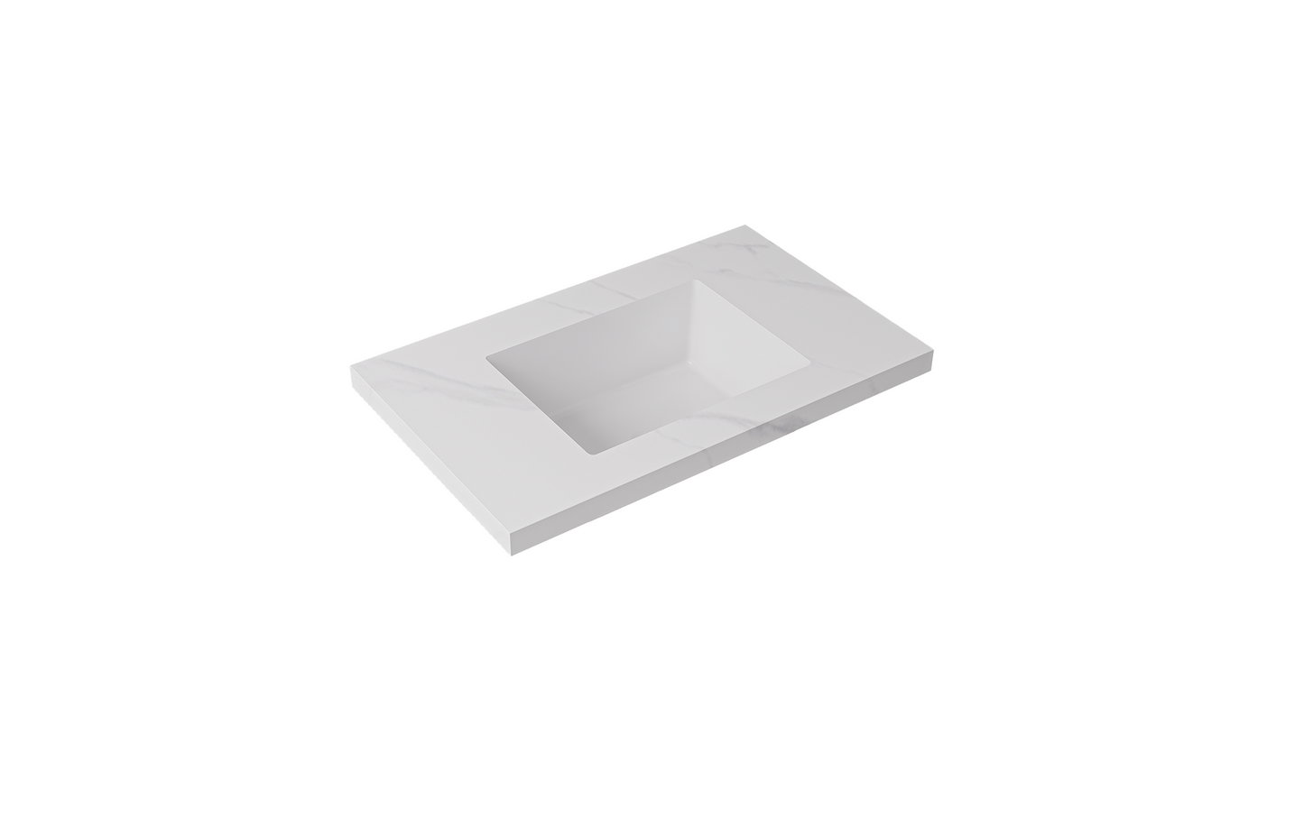 Carrara sintered stone seamless joined with fine ceramic basin