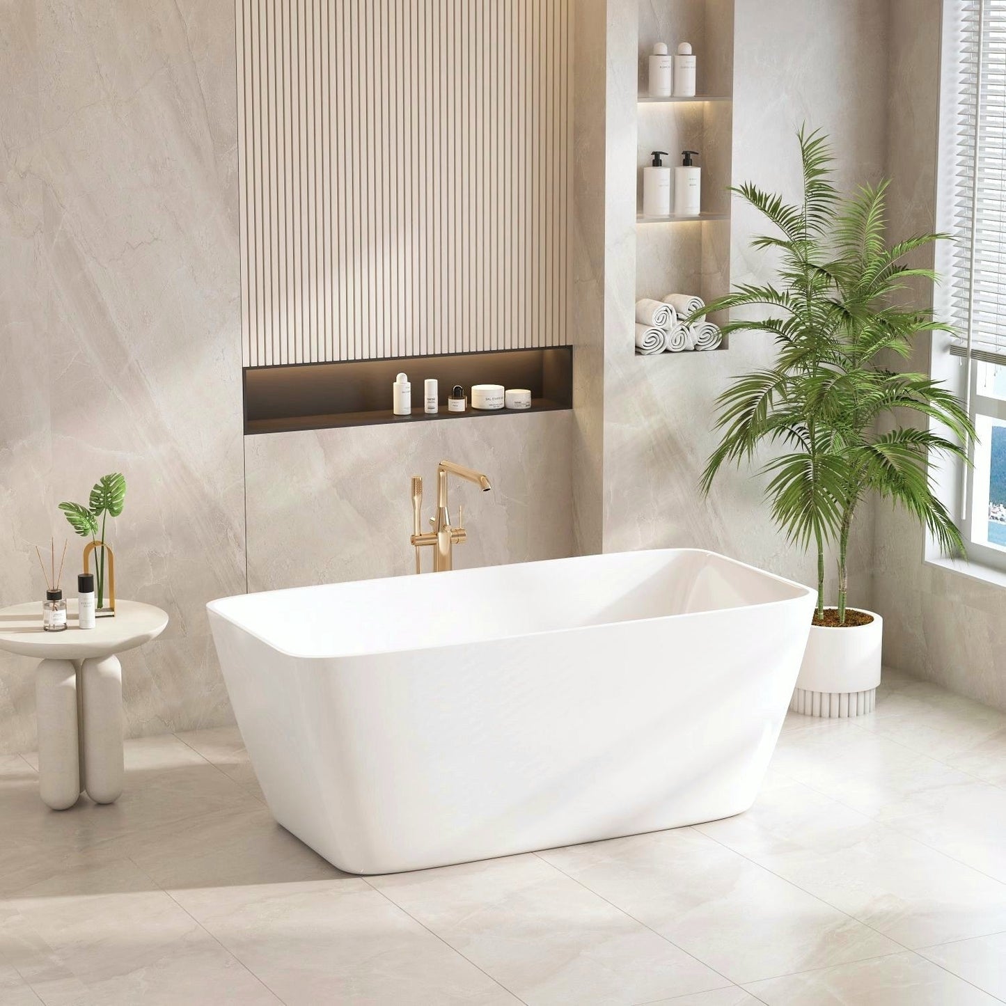 Venice Freestanding Bathtub - Gloss White 1500mm x 750mm x 590mm