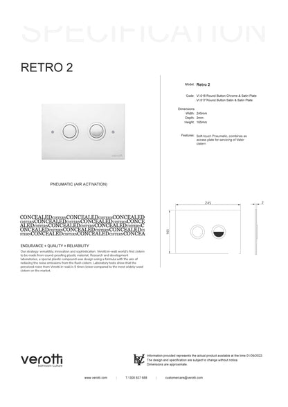 RETRO 2 | SATIN STAINLESS STEEL - PNEUMATIC 245 x 165