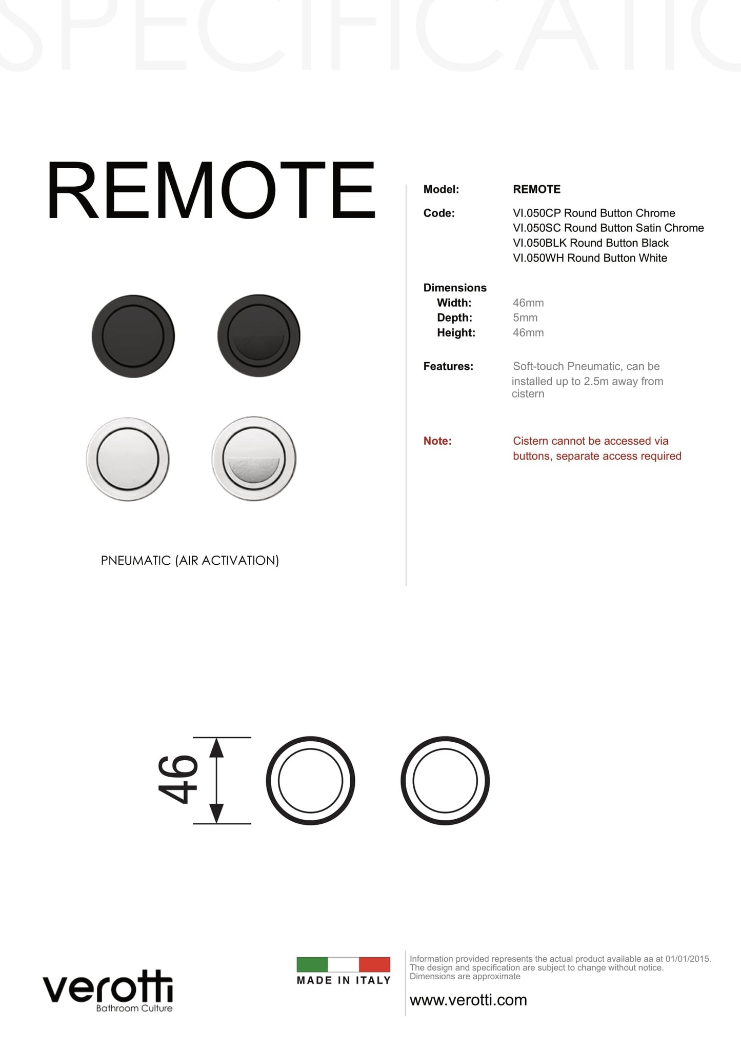 REMOTE ROUND FLUSH BUTTONS