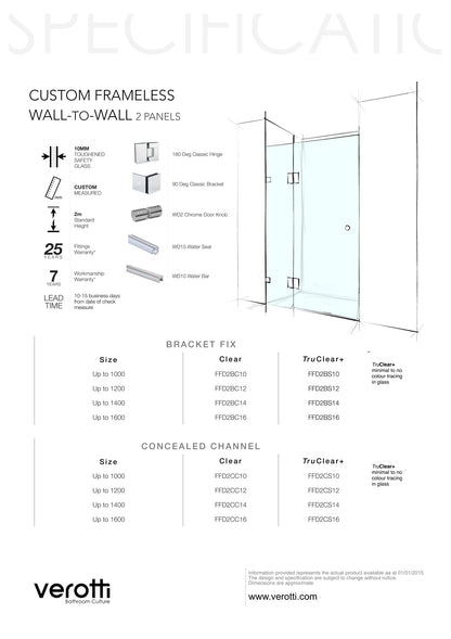 Custom Frameless Wall-To-Wall (2 Panels)