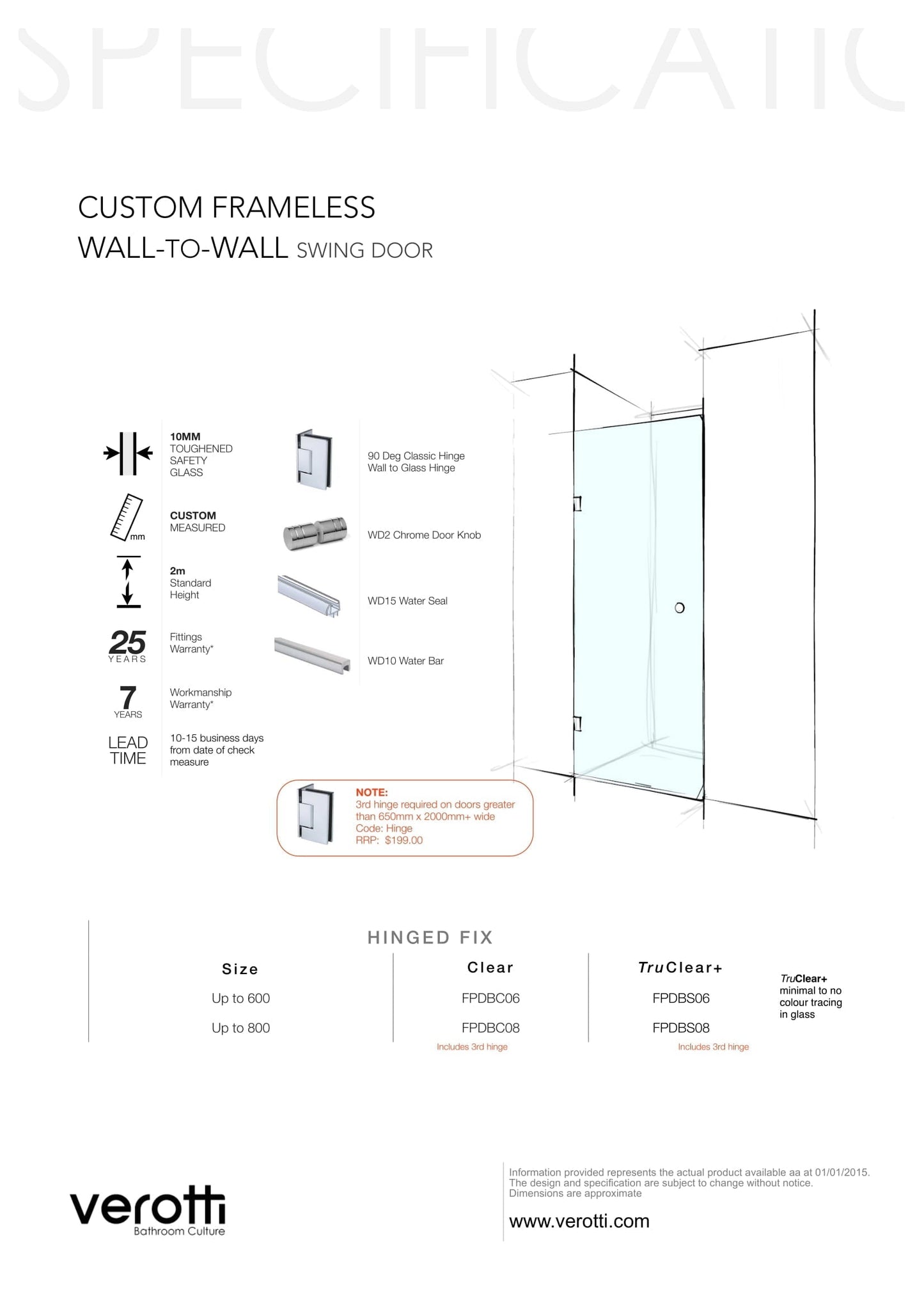 Custom Frameless Wall-To-Wall (Swing Door)