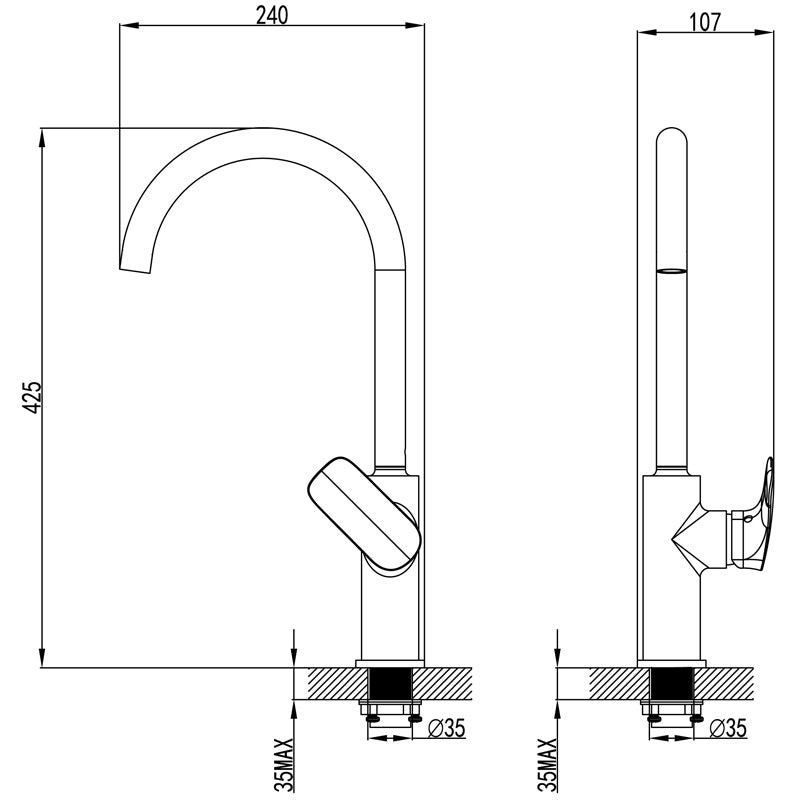 Kara Sink Mixer Gooseneck