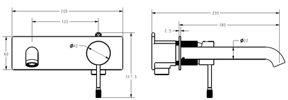 Linie Wall Basin Mixer W/- 180mm Spout
