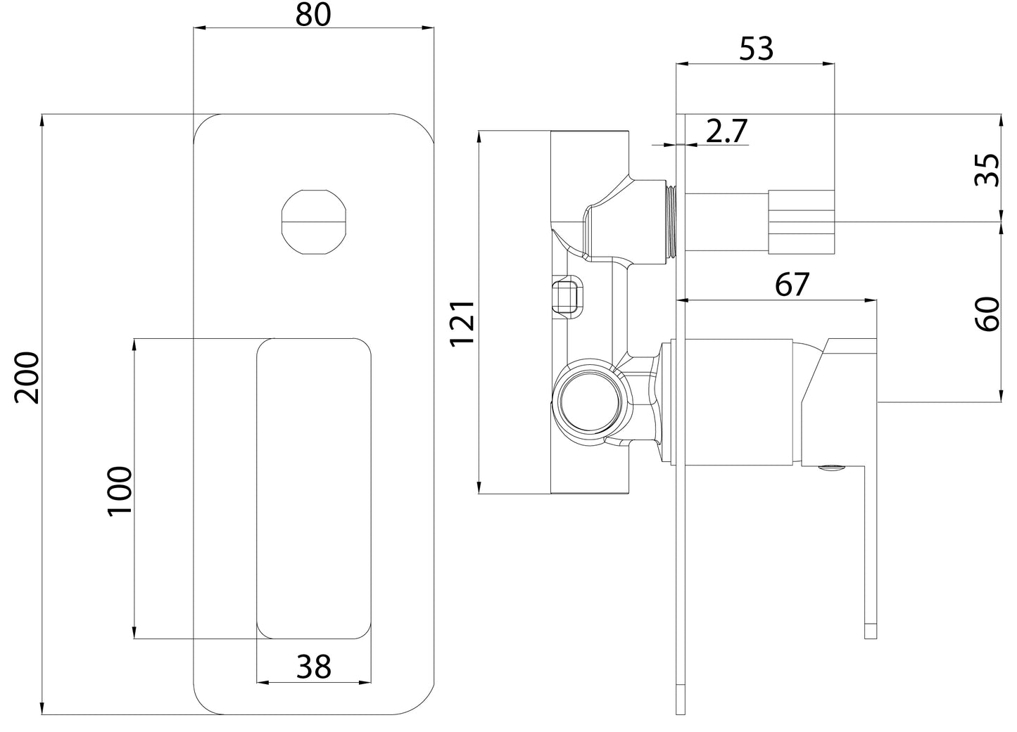 Ceram Wall Mixer Diverter