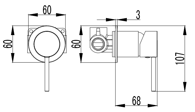 Hali Wall Mixer 60mm Cover Plate