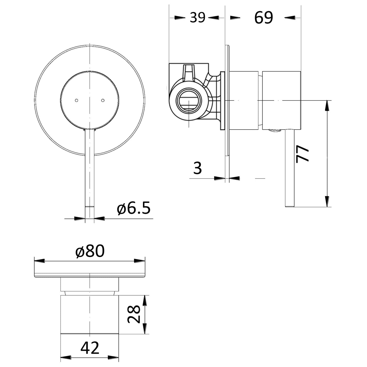 Hali Wall Mixer 80mm Cover Plate