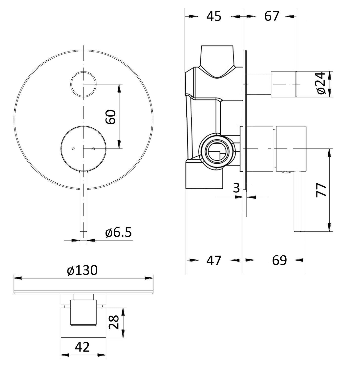 Hali Wall Mixer Diverter