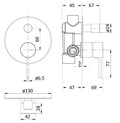 Hali Wall Mixer Diverter