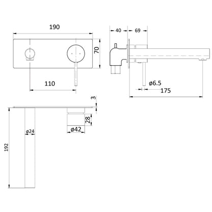 Hali Wall Mixer Basin Straight Spout